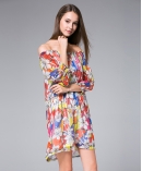 Flowers Printed silk georgette mini  dress